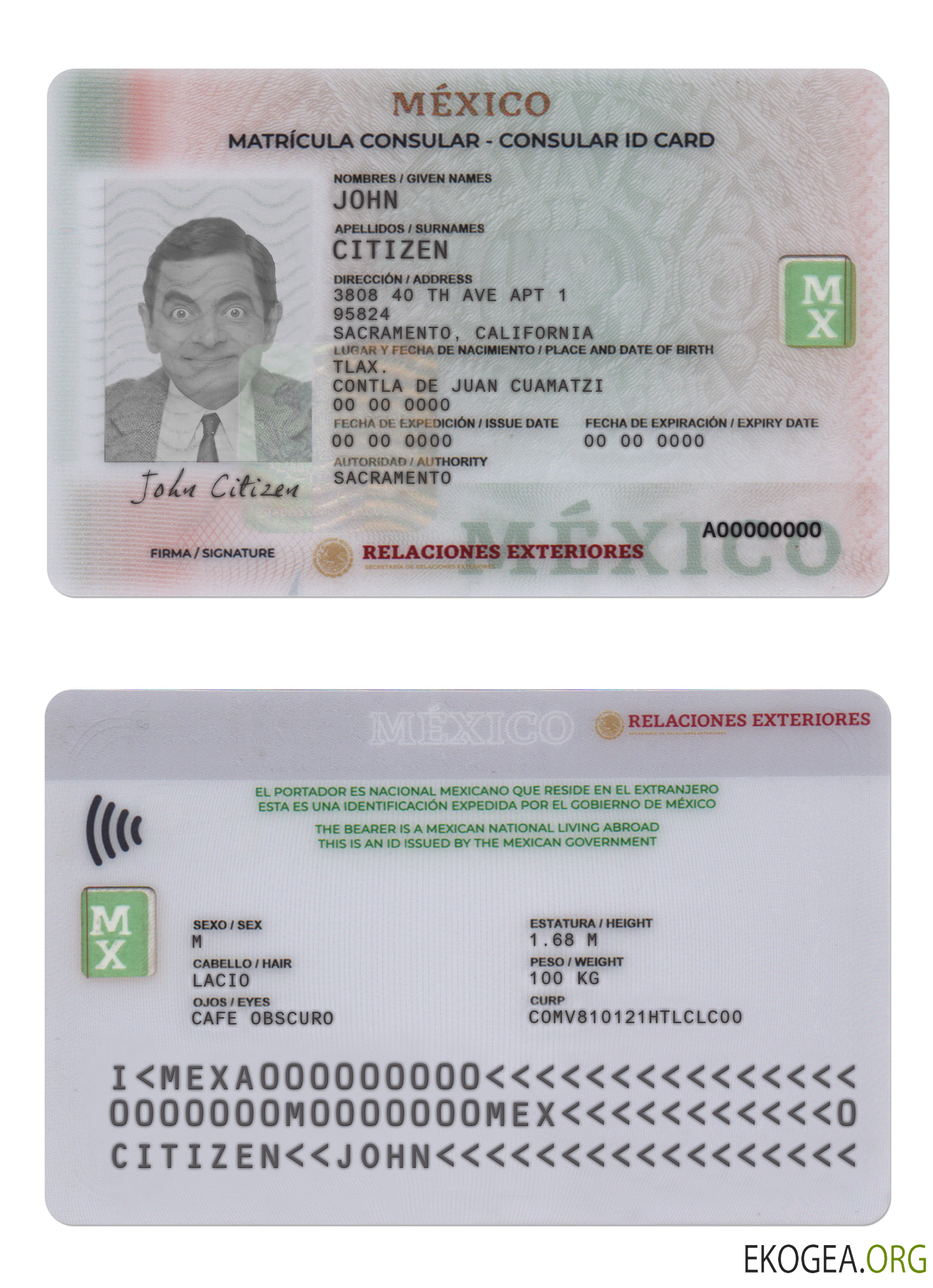 Carte d'identité consulaire du Mexique